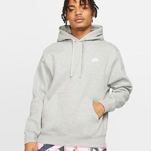 NIKE SPORTSWEAR CLUB FLEECE GREY PULLOVER HOODIE
